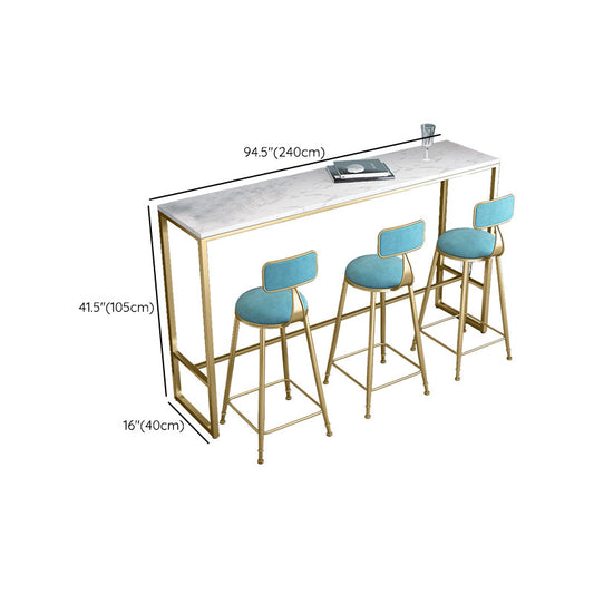 Tavolo da barra del rettangolo di colore bianco in stile glam in finta tavolo da bar in marmo