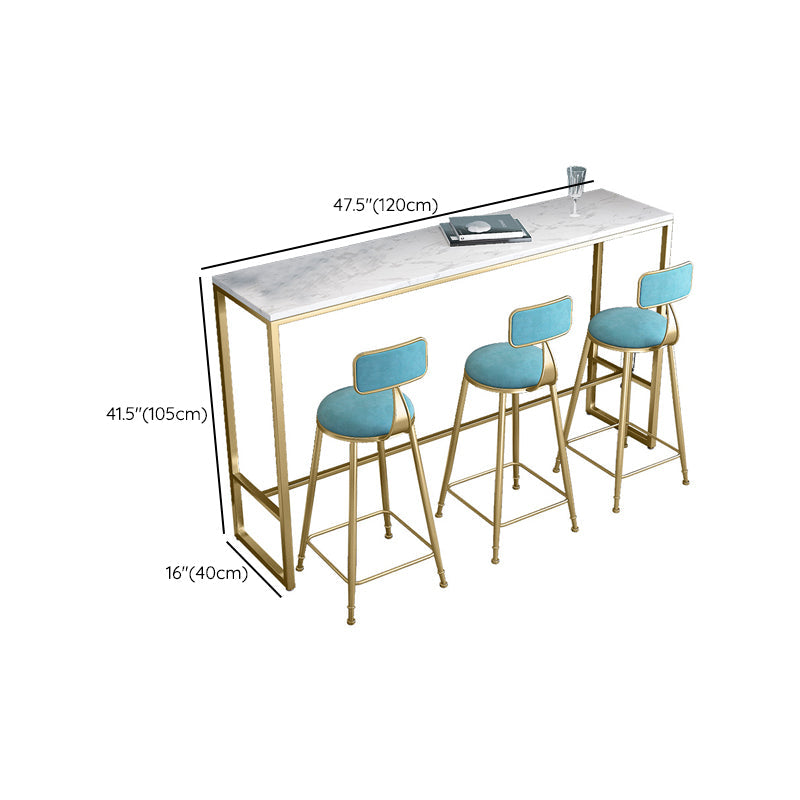 Mesa de bar rectangular de color blanco Mesa de bar de mármol sintético estilo Glam