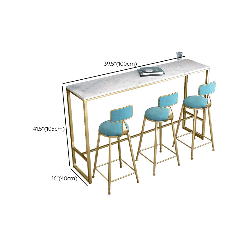 Mesa de bar rectangular de color blanco Mesa de bar de mármol sintético estilo Glam