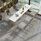 Rectangular Bar Height Table White Faux Marble Top Bistro Pub Table for Indoor 70.9"L x 15.7"W x 41.3"H Without Chairs Clearhalo 'Bar Furniture' 'Bar Tables' 'bar_tables' 'furn' 'furn_bar_tables' 'Furniture' 'Kitchen & Dining Furniture' 6413122