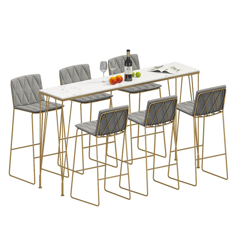 Rectangular Bar Height Table White Faux Marble Top Bistro Pub Table for Indoor Clearhalo 'Bar Furniture' 'Bar Tables' 'bar_tables' 'furn' 'furn_bar_tables' 'Furniture' 'Kitchen & Dining Furniture' 6413125