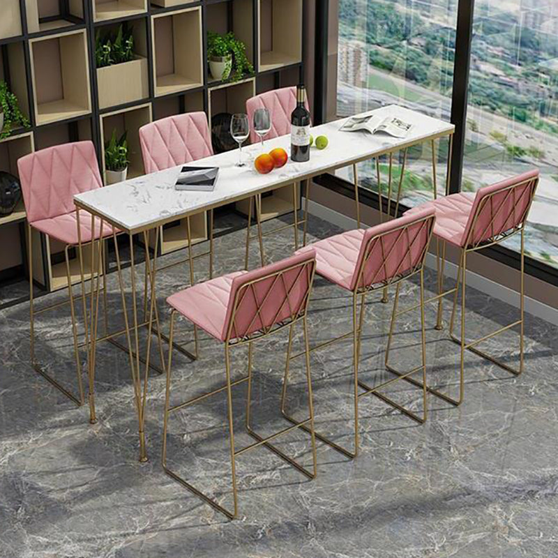 Rectangular Bar Height Table White Faux Marble Top Bistro Pub Table for Indoor Clearhalo 'Bar Furniture' 'Bar Tables' 'bar_tables' 'furn' 'furn_bar_tables' 'Furniture' 'Kitchen & Dining Furniture' 6413129