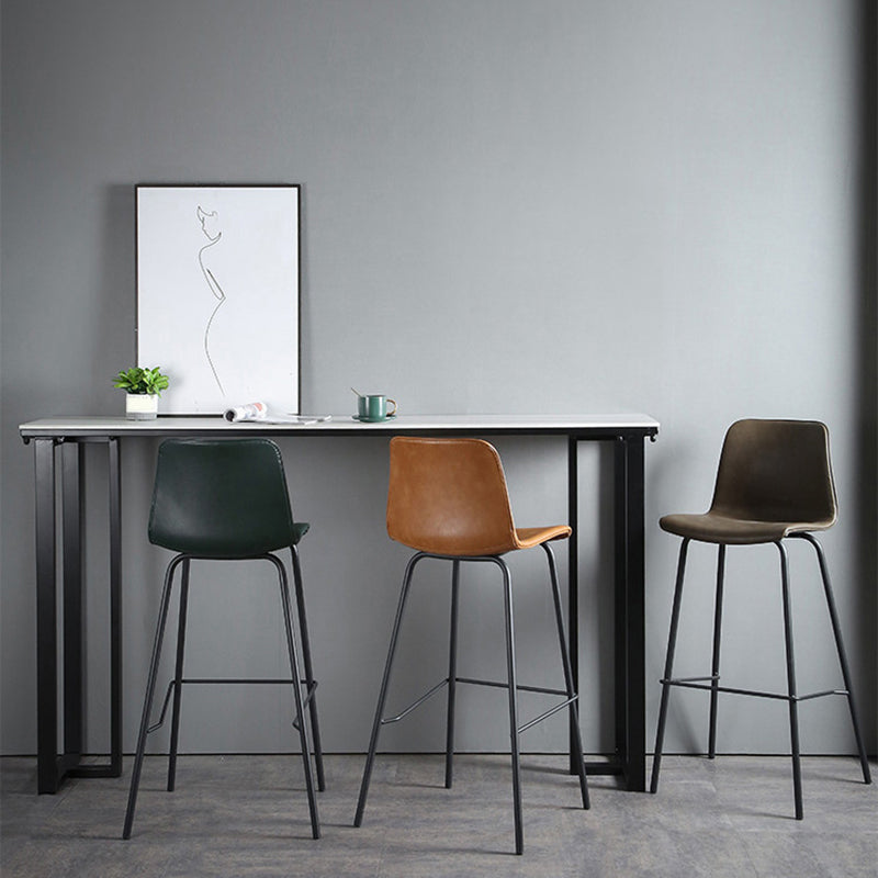 Industrial Bar Height Table Stone Top Bistro Bar Table for Patio Use 55.1"L x 15.7"W x 41.3"H White-Gold Without Chairs Clearhalo 'Bar Furniture' 'Bar Tables' 'bar_tables' 'furn' 'furn_bar_tables' 'Furniture' 'Kitchen & Dining Furniture' 6413140