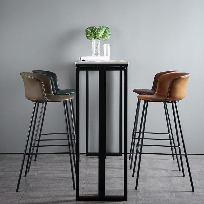Industrial Bar Height Table Stone Top Bistro Bar Table for Patio Use 70.9"L x 15.7"W x 41.3"H White-Gold Without Chairs Clearhalo 'Bar Furniture' 'Bar Tables' 'bar_tables' 'furn' 'furn_bar_tables' 'Furniture' 'Kitchen & Dining Furniture' 6413141