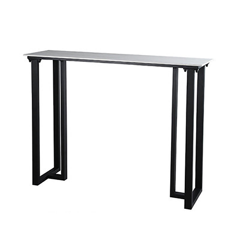 Industrial Bar Height Table Stone Top Bistro Bar Table for Patio Use White-Gold Without Chairs Clearhalo 'Bar Furniture' 'Bar Tables' 'bar_tables' 'furn' 'furn_bar_tables' 'Furniture' 'Kitchen & Dining Furniture' 6413143