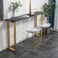 Table de bar industrielle à hauteur de bar avec plateau en pierre et base dorée