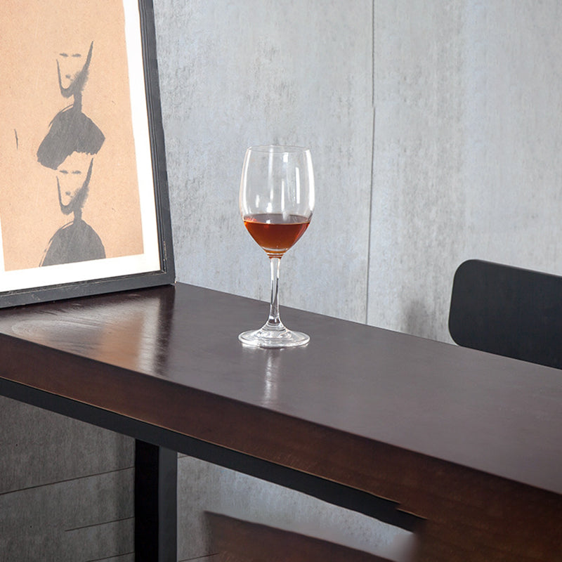 Mesa de bar industrial con tapa de madera maciza y base negra