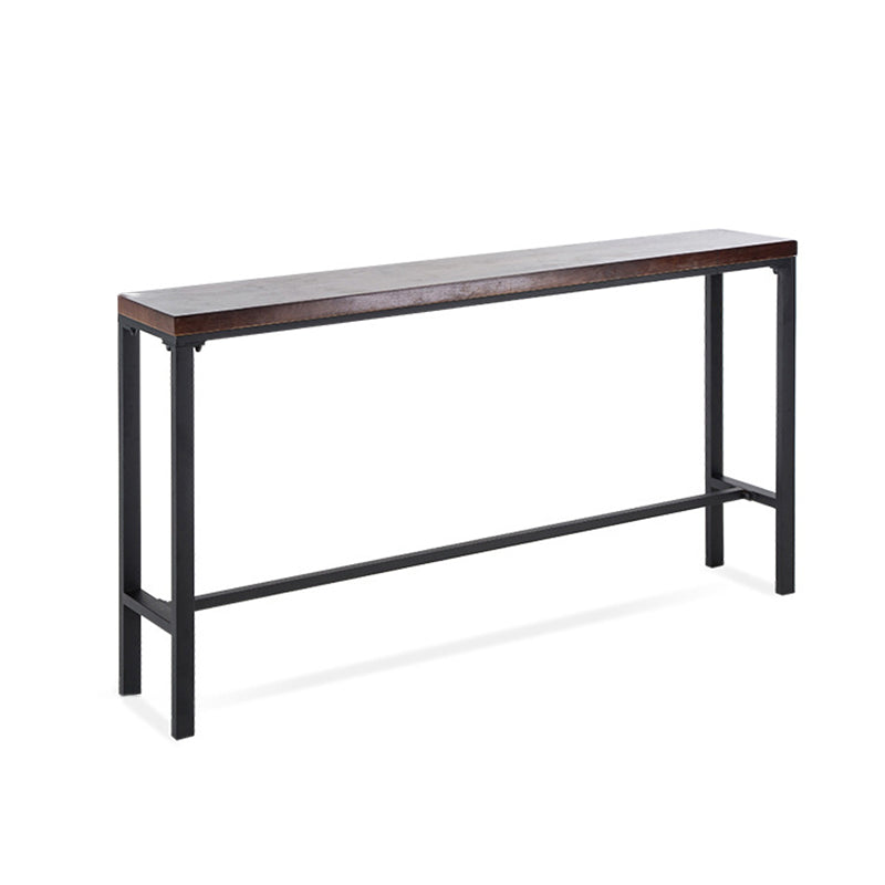 Mesa de bar industrial con tapa de madera maciza y base negra