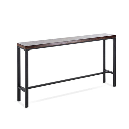 Mesa de bar industrial con tapa de madera maciza y base negra
