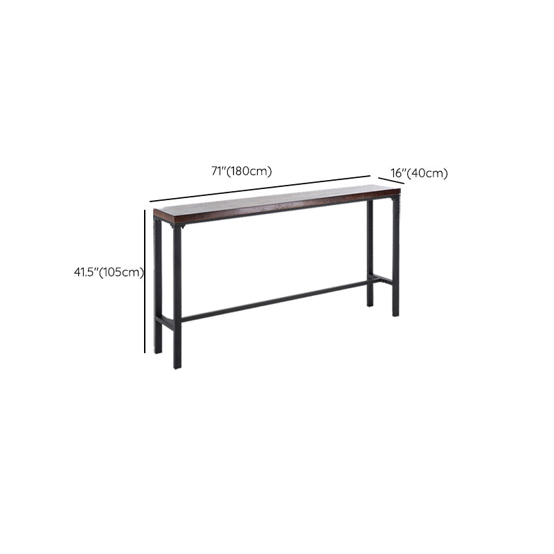 Mesa de bar industrial con tapa de madera maciza y base negra