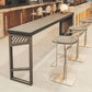 Industrial Rectangle Bistro Bar Desk Solid Wood Bistro Table with Double Pedestal 78.7"L x 15.7"W x 41.3"H Black Without Chairs Clearhalo 'Bar Furniture' 'Bar Tables' 'bar_tables' 'furn' 'furn_bar_tables' 'Furniture' 'Kitchen & Dining Furniture' 6413187