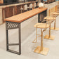 Industrial Rectangle Bistro Bar Desk Solid Wood Bistro Table with Double Pedestal 78.7"L x 15.7"W x 41.3"H Brown Without Chairs Clearhalo 'Bar Furniture' 'Bar Tables' 'bar_tables' 'furn' 'furn_bar_tables' 'Furniture' 'Kitchen & Dining Furniture' 6413188
