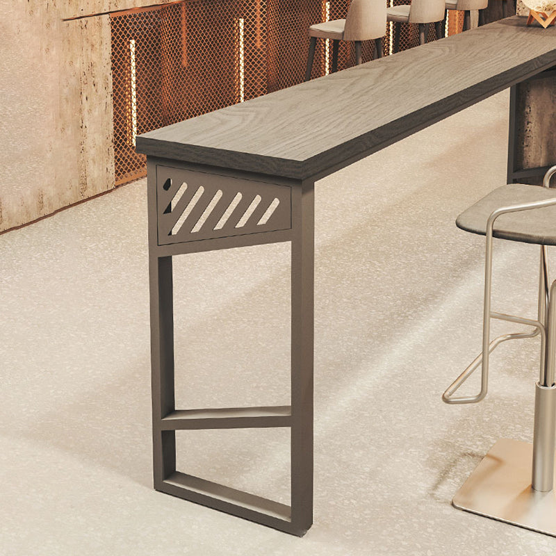 Industrial Rectangle Bistro Bar Desk Solid Wood Bistro Table with Double Pedestal Clearhalo 'Bar Furniture' 'Bar Tables' 'bar_tables' 'furn' 'furn_bar_tables' 'Furniture' 'Kitchen & Dining Furniture' 6413189