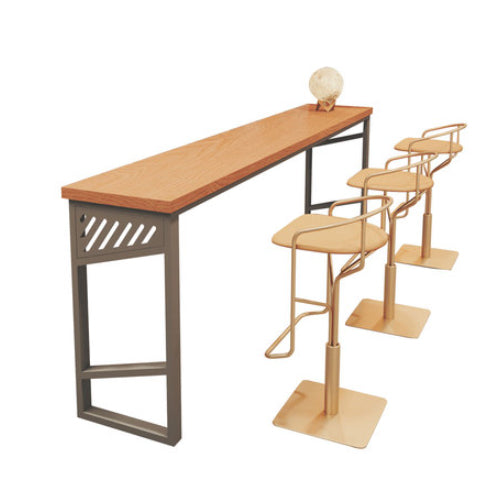 Industrial Rectangle Bistro Bar Desk Solid Wood Bistro Table with Double Pedestal Brown Without Chairs Clearhalo 'Bar Furniture' 'Bar Tables' 'bar_tables' 'furn' 'furn_bar_tables' 'Furniture' 'Kitchen & Dining Furniture' 6413190