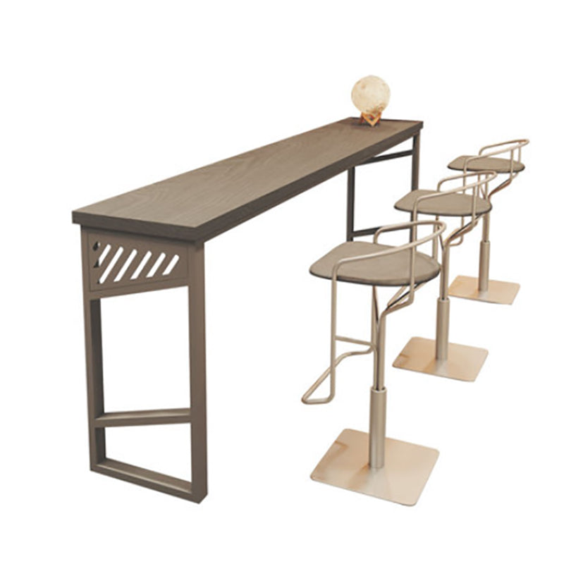Industrial Rectangle Bistro Bar Desk Solid Wood Bistro Table with Double Pedestal Black Without Chairs Clearhalo 'Bar Furniture' 'Bar Tables' 'bar_tables' 'furn' 'furn_bar_tables' 'Furniture' 'Kitchen & Dining Furniture' 6413194