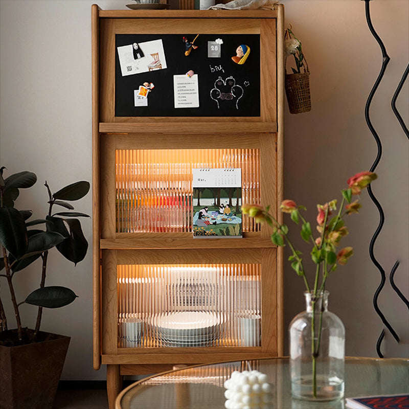 Contemporary Cabinet Bar Pulls Solid Wood with Glass Doors Paned Accent Cabinet