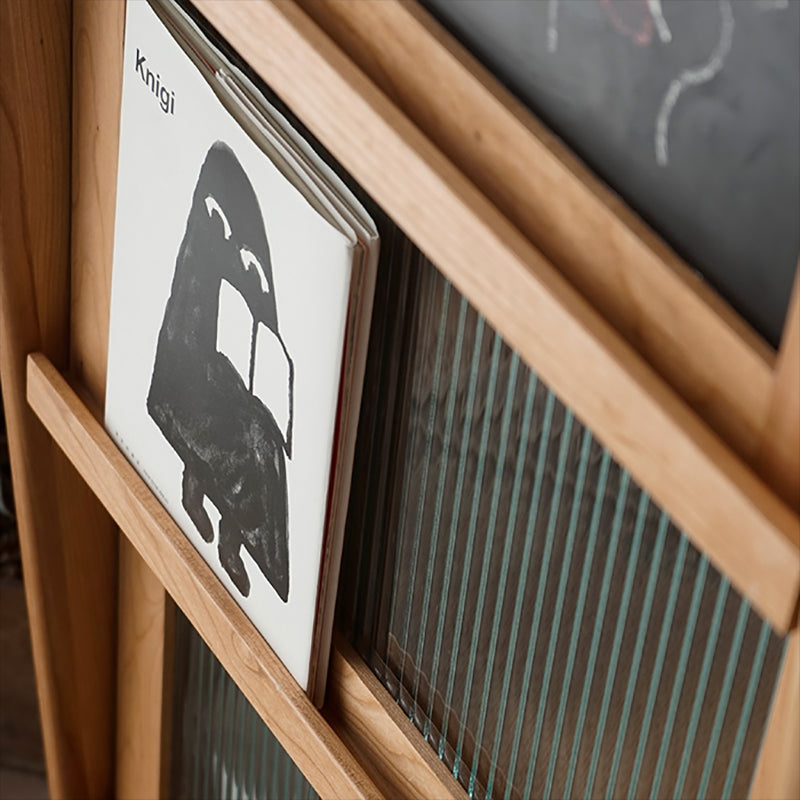 Contemporary Cabinet Bar Pulls Solid Wood with Glass Doors Paned Accent Cabinet