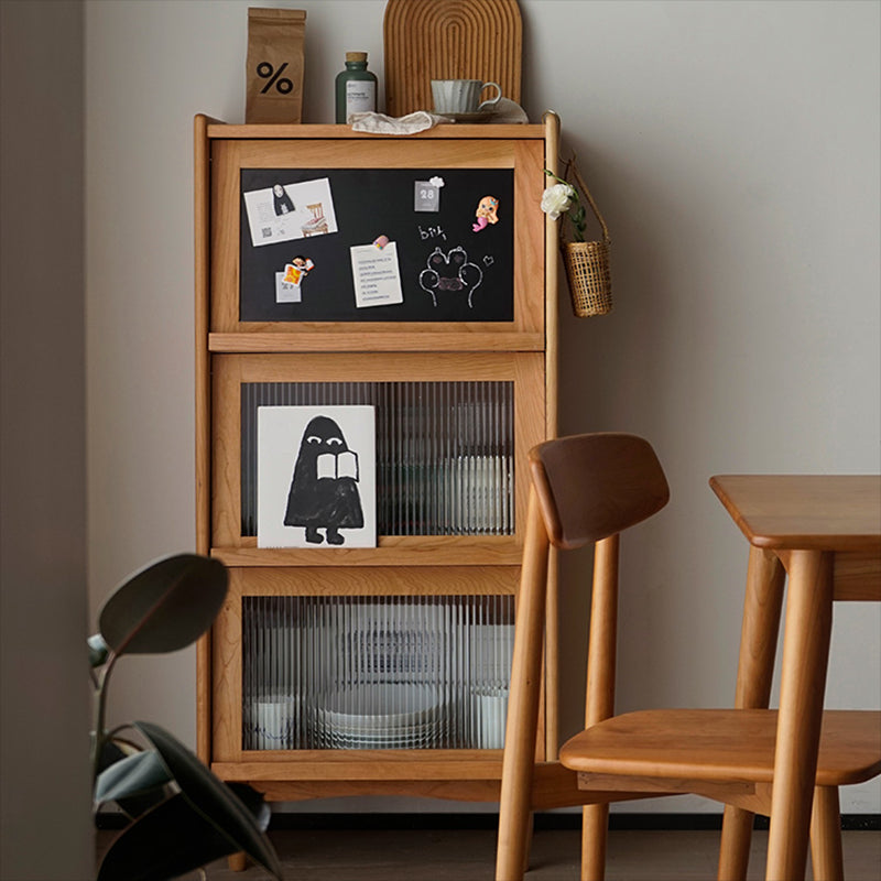 Contemporary Cabinet Bar Pulls Solid Wood with Glass Doors Paned Accent Cabinet