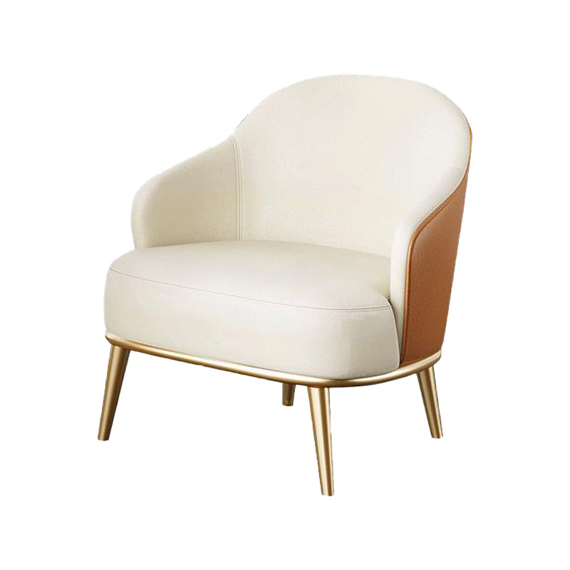 Contemporary Barrel Accent Chair Modern Arms Included Accent Armchair White Faux Leather 1 Piece Clearhalo 'Accent Chairs' 'accent_chairs' 'Chairs & Seating' 'furn' 'furn_accent_chairs' 'Furniture' 'Living Room Furniture' 6413300