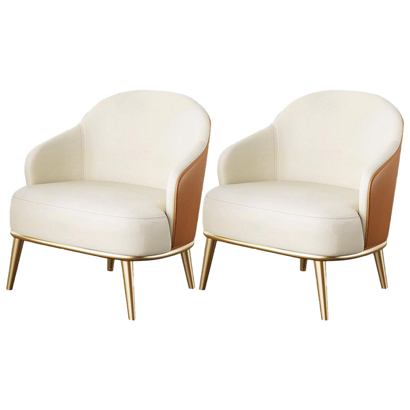 Contemporary Barrel Accent Chair Modern Arms Included Accent Armchair White Faux Leather 2 Piece Set Clearhalo 'Accent Chairs' 'accent_chairs' 'Chairs & Seating' 'furn' 'furn_accent_chairs' 'Furniture' 'Living Room Furniture' 6413301
