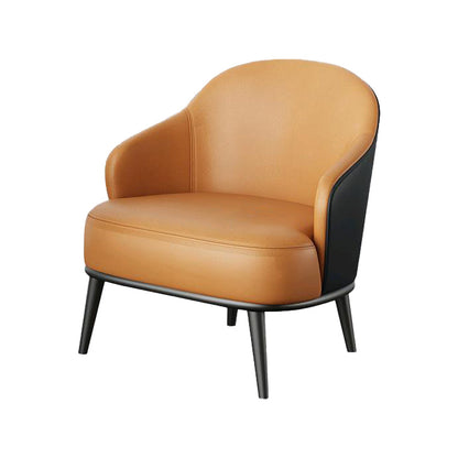 Contemporary Barrel Accent Chair Modern Arms Included Accent Armchair Orange Faux Leather 1 Piece Clearhalo 'Accent Chairs' 'accent_chairs' 'Chairs & Seating' 'furn' 'furn_accent_chairs' 'Furniture' 'Living Room Furniture' 6413303