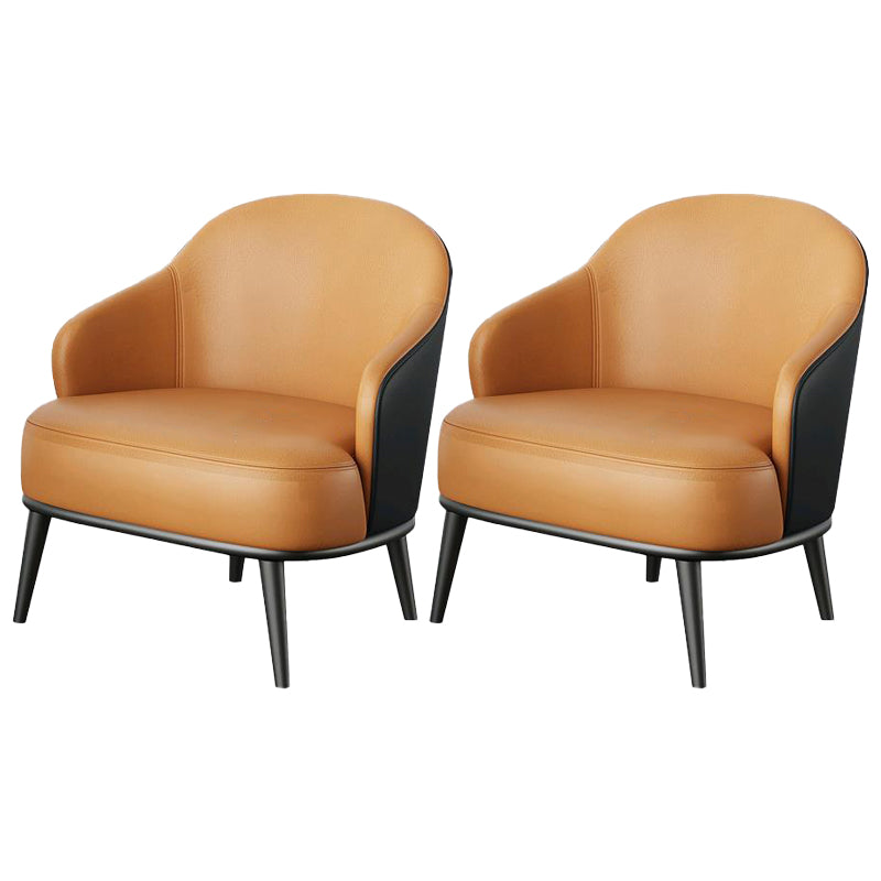 Contemporary Barrel Accent Chair Modern Arms Included Accent Armchair Orange Faux Leather 2 Piece Set Clearhalo 'Accent Chairs' 'accent_chairs' 'Chairs & Seating' 'furn' 'furn_accent_chairs' 'Furniture' 'Living Room Furniture' 6413305