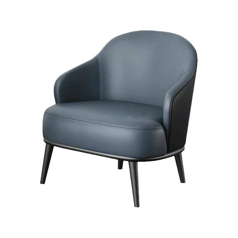 Contemporary Barrel Accent Chair Modern Arms Included Accent Armchair Blue Faux Leather 1 Piece Clearhalo 'Accent Chairs' 'accent_chairs' 'Chairs & Seating' 'furn' 'furn_accent_chairs' 'Furniture' 'Living Room Furniture' 6413307