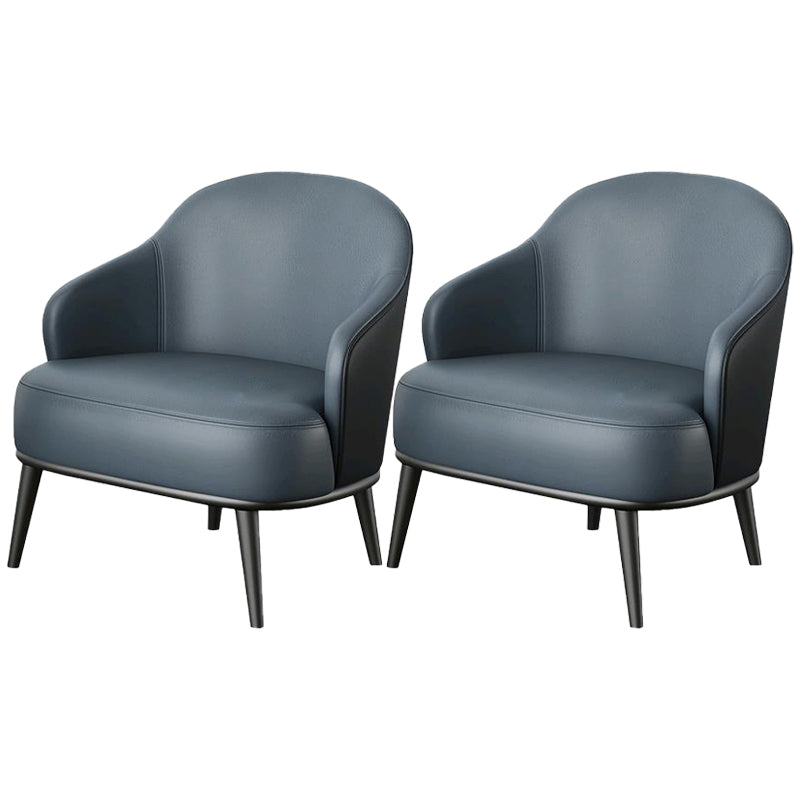 Contemporary Barrel Accent Chair Modern Arms Included Accent Armchair Blue Faux Leather 2 Piece Set Clearhalo 'Accent Chairs' 'accent_chairs' 'Chairs & Seating' 'furn' 'furn_accent_chairs' 'Furniture' 'Living Room Furniture' 6413309