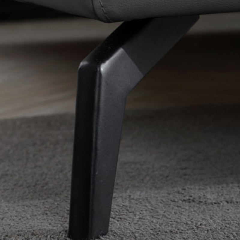 Piattaforma grigio scuro letto in legno e piattaforma imbottita con gambe metalliche