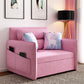 Pink Metal Daybed with Upholstered Contemporary Convertible Kids Bed
