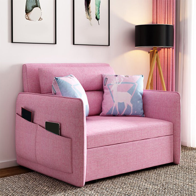 Pink Metal Daybed with Upholstered Contemporary Convertible Kids Bed 31"W x 75"L Latex Clearhalo 'furn' 'furn_futons' 'Furniture' 'Futons & Daybeds' 'Futons' 'Living Room Furniture' 6413391