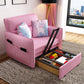 Pink Metal Daybed with Upholstered Contemporary Convertible Kids Bed
