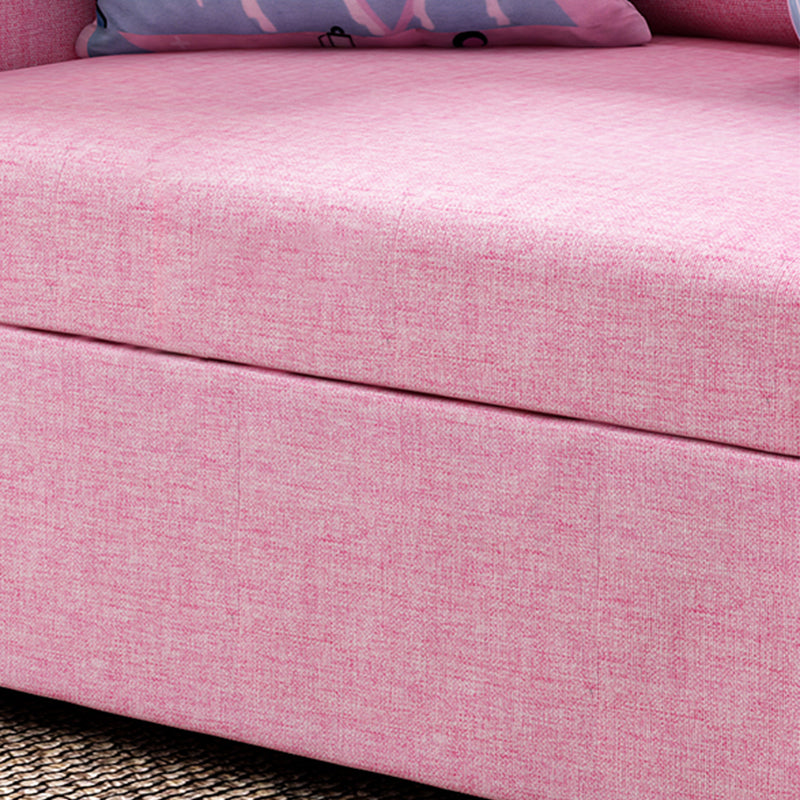 Pink Metal Daybed with Upholstered Contemporary Convertible Kids Bed Clearhalo 'furn' 'furn_futons' 'Furniture' 'Futons & Daybeds' 'Futons' 'Living Room Furniture' 6413394