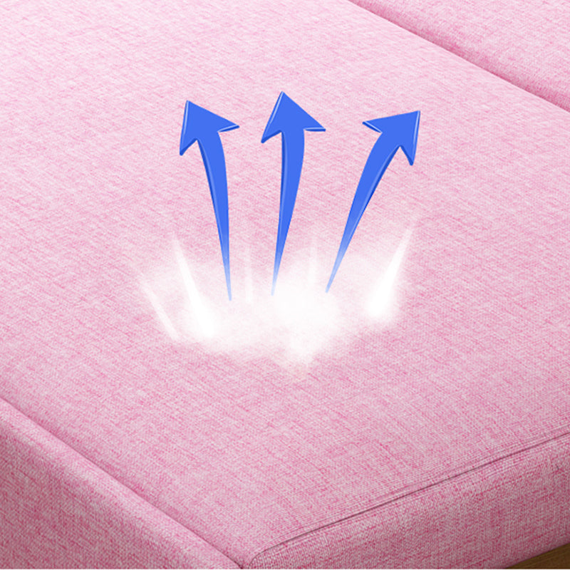 Pink Metal Daybed with Upholstered Contemporary Convertible Kids Bed Clearhalo 'furn' 'furn_futons' 'Furniture' 'Futons & Daybeds' 'Futons' 'Living Room Furniture' 6413396