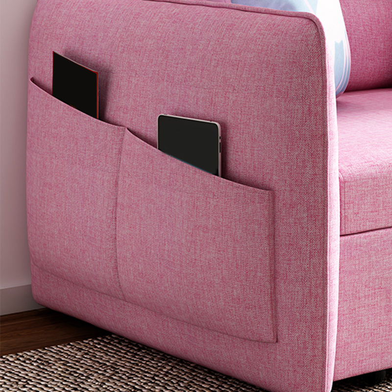 Pink Metal Daybed with Upholstered Contemporary Convertible Kids Bed Clearhalo 'furn' 'furn_futons' 'Furniture' 'Futons & Daybeds' 'Futons' 'Living Room Furniture' 6413397