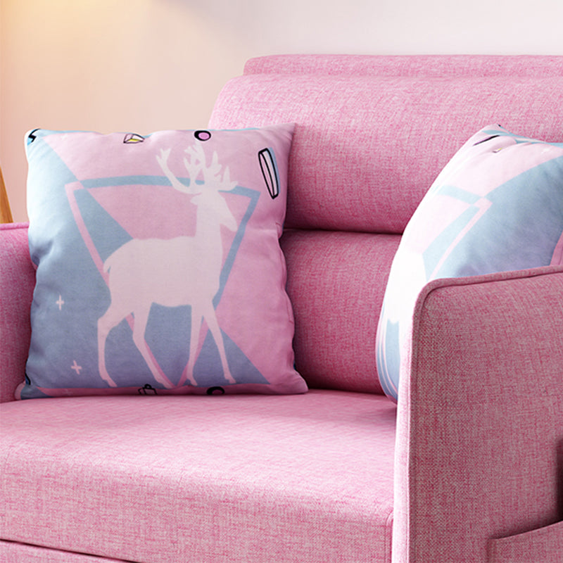 Pink Metal Daybed with Upholstered Contemporary Convertible Kids Bed Clearhalo 'furn' 'furn_futons' 'Furniture' 'Futons & Daybeds' 'Futons' 'Living Room Furniture' 6413398