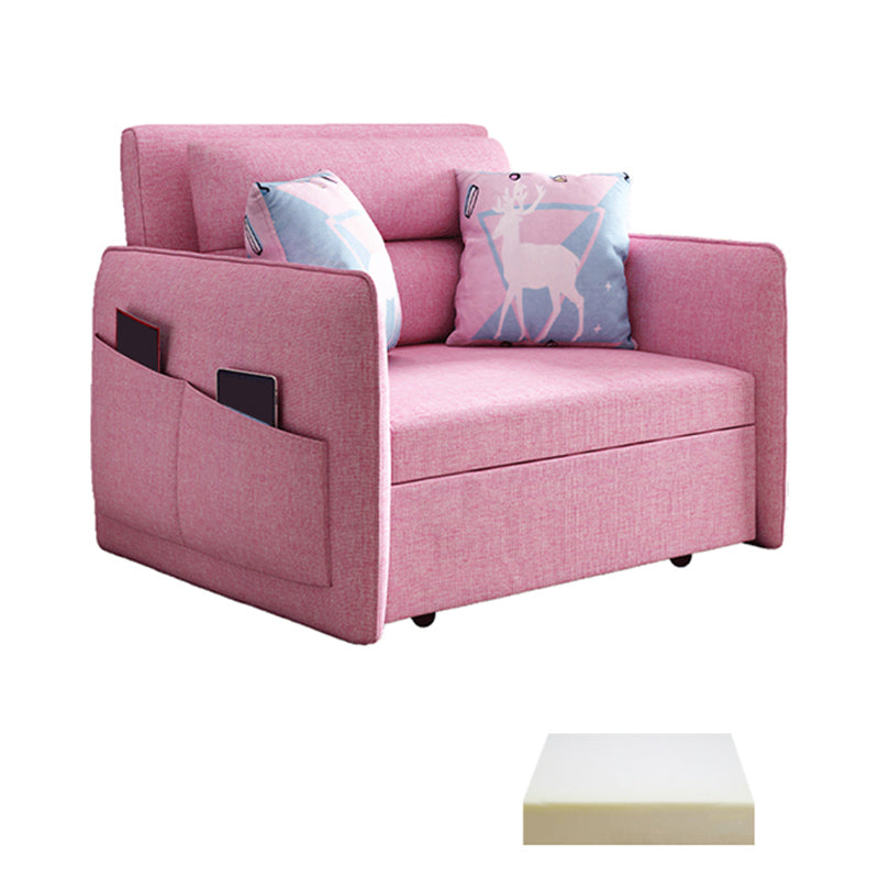 Pink Metal Daybed with Upholstered Contemporary Convertible Kids Bed Sponge Clearhalo 'furn' 'furn_futons' 'Furniture' 'Futons & Daybeds' 'Futons' 'Living Room Furniture' 6413399