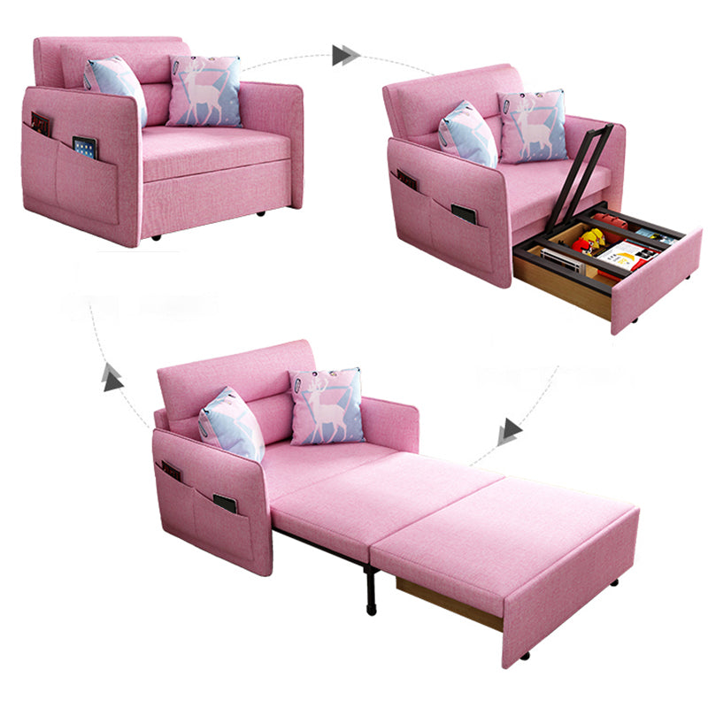 Pink Metal Daybed with Upholstered Contemporary Convertible Kids Bed Clearhalo 'furn' 'furn_futons' 'Furniture' 'Futons & Daybeds' 'Futons' 'Living Room Furniture' 6413401