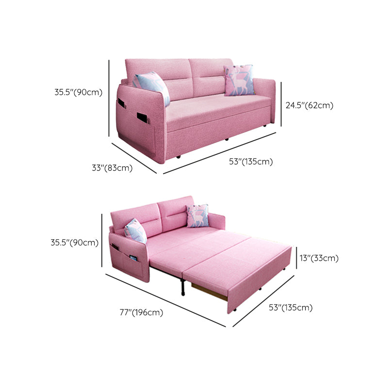 Pink Metal Daybed with Upholstered Contemporary Convertible Kids Bed Clearhalo 'furn' 'furn_futons' 'Furniture' 'Futons & Daybeds' 'Futons' 'Living Room Furniture' 6413404
