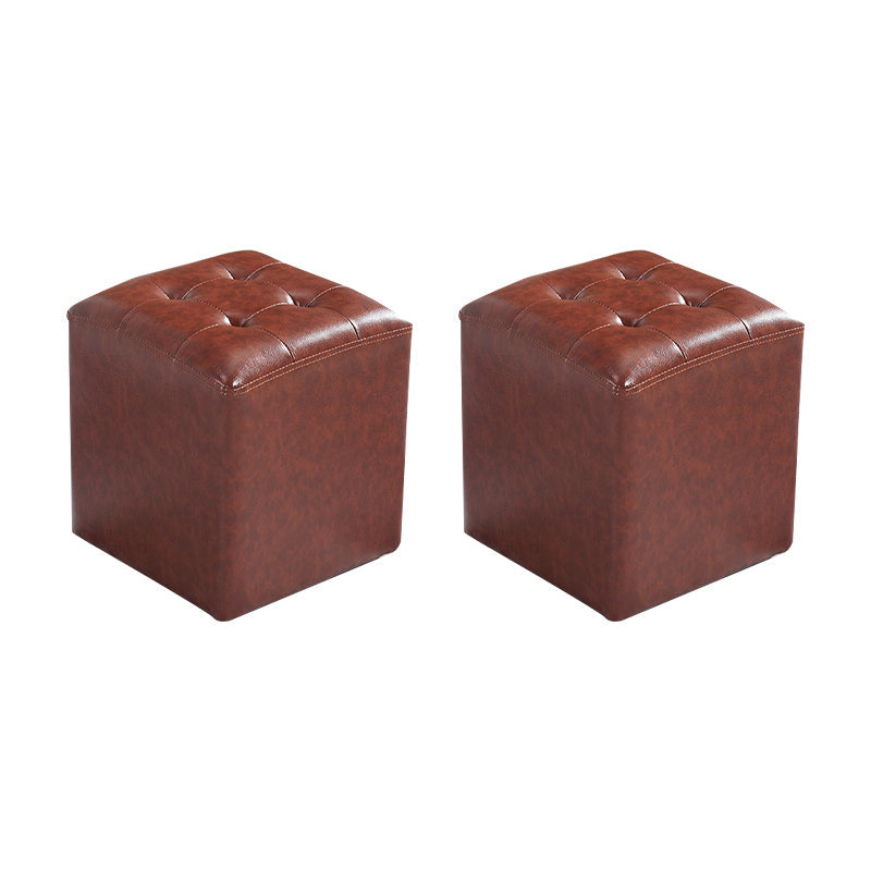 White Modern Square Standard Stain Resistant Standard for Drawing Room Red Brown 2 Piece Set Clearhalo 'furn' 'furn_ottomans_poufs' 'Furniture' 'Living Room Furniture' 'Ottomans & Poufs' 'ottomans_poufs' 6413648