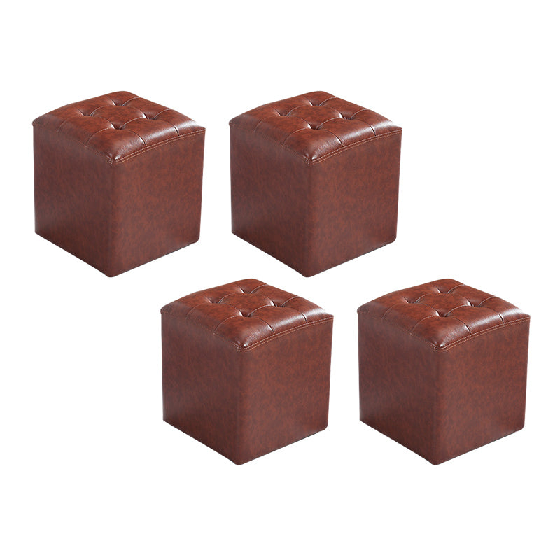 White Modern Square Standard Stain Resistant Standard for Drawing Room Red Brown 4 Piece Set Clearhalo 'furn' 'furn_ottomans_poufs' 'Furniture' 'Living Room Furniture' 'Ottomans & Poufs' 'ottomans_poufs' 6413649