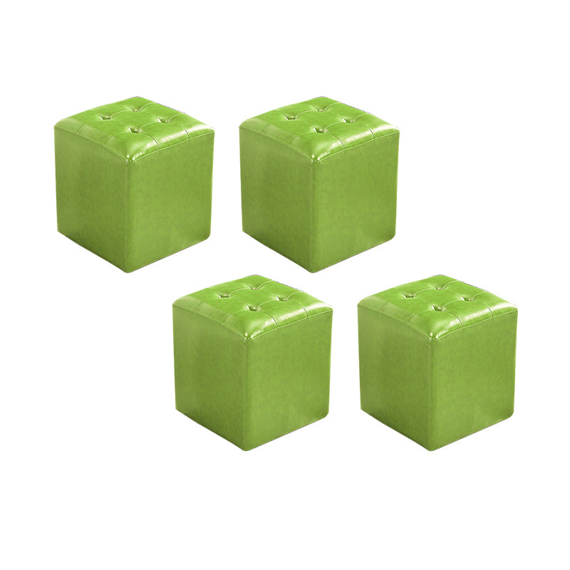 White Modern Square Standard Stain Resistant Standard for Drawing Room Green 4 Piece Set Clearhalo 'furn' 'furn_ottomans_poufs' 'Furniture' 'Living Room Furniture' 'Ottomans & Poufs' 'ottomans_poufs' 6413652