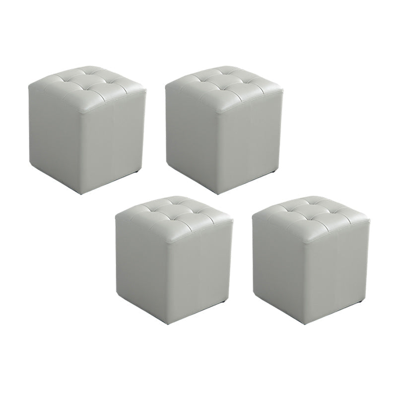 White Modern Square Standard Stain Resistant Standard for Drawing Room Grey 4 Piece Set Clearhalo 'furn' 'furn_ottomans_poufs' 'Furniture' 'Living Room Furniture' 'Ottomans & Poufs' 'ottomans_poufs' 6413661