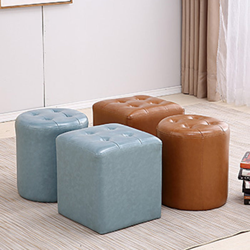 Modern Leather Pouf Water Resistant Square Pouf for Living Room
