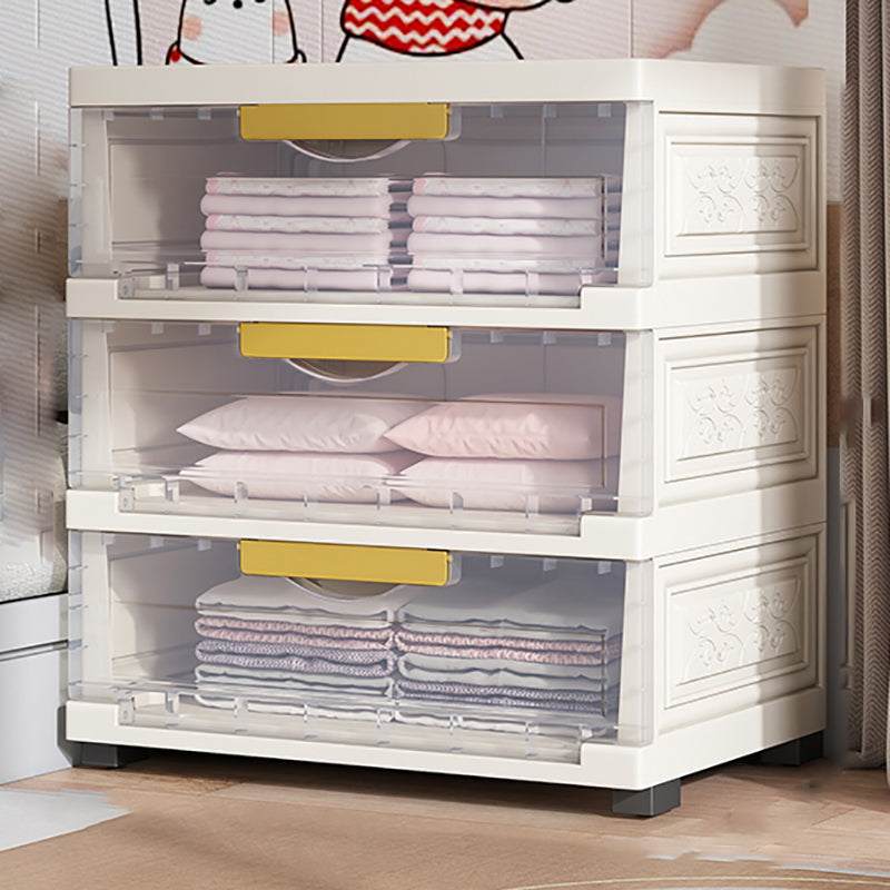 Hinged Wardrobe Closet Contemporary Plastic Storage Cabinet for Home 22.8"L x 13.8"W x 24.4"H White-Clear Clearhalo 'Armoires & Wardrobes' 'armoires_wardrobes' 'Bedroom Furniture' 'furn' 'furn_armoires_wardrobes' 'Furniture' 6413905