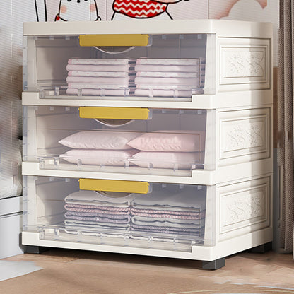 Hinged Wardrobe Closet Contemporary Plastic Storage Cabinet for Home 22.8"L x 13.8"W x 24.4"H White-Clear Clearhalo 'Armoires & Wardrobes' 'armoires_wardrobes' 'Bedroom Furniture' 'furn' 'furn_armoires_wardrobes' 'Furniture' 6413905