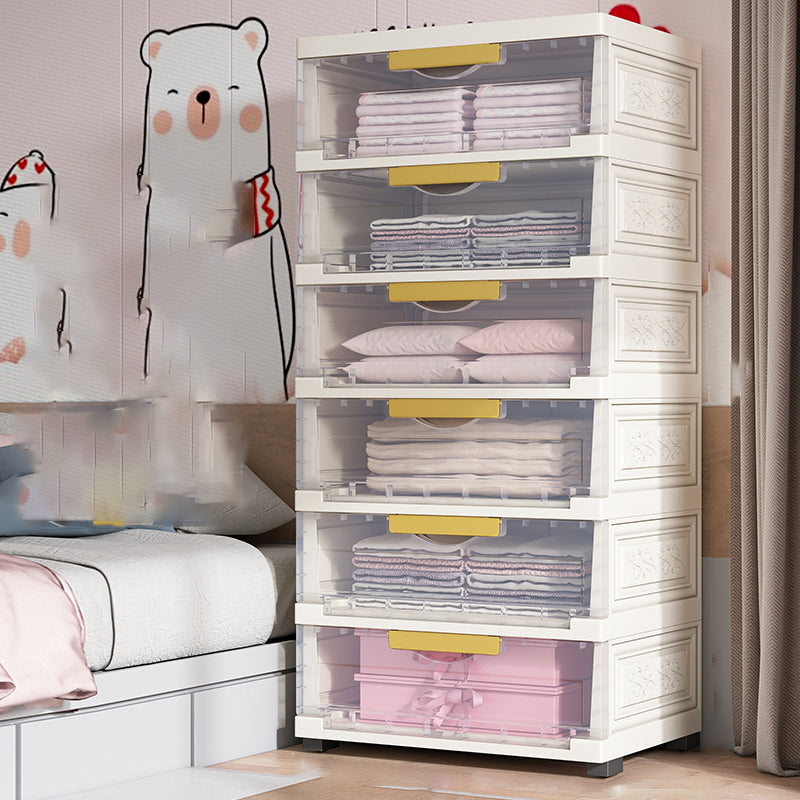 Hinged Wardrobe Closet Contemporary Plastic Storage Cabinet for Home 22.8"L x 13.8"W x 46.9"H White-Clear Clearhalo 'Armoires & Wardrobes' 'armoires_wardrobes' 'Bedroom Furniture' 'furn' 'furn_armoires_wardrobes' 'Furniture' 6413911