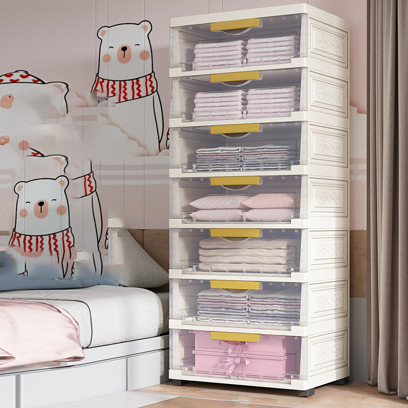 Hinged Wardrobe Closet Contemporary Plastic Storage Cabinet for Home 22.8"L x 13.8"W x 54.3"H White-Clear Clearhalo 'Armoires & Wardrobes' 'armoires_wardrobes' 'Bedroom Furniture' 'furn' 'furn_armoires_wardrobes' 'Furniture' 6413913