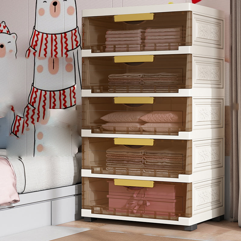 Hinged Wardrobe Closet Contemporary Plastic Storage Cabinet for Home 22.8"L x 13.8"W x 39.4"H Brown Clear Clearhalo 'Armoires & Wardrobes' 'armoires_wardrobes' 'Bedroom Furniture' 'furn' 'furn_armoires_wardrobes' 'Furniture' 6413918