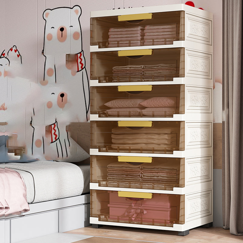 Hinged Wardrobe Closet Contemporary Plastic Storage Cabinet for Home 22.8"L x 13.8"W x 46.9"H Brown Clear Clearhalo 'Armoires & Wardrobes' 'armoires_wardrobes' 'Bedroom Furniture' 'furn' 'furn_armoires_wardrobes' 'Furniture' 6413920